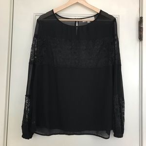 LOFT Sheer Blouse With Lace | Size L